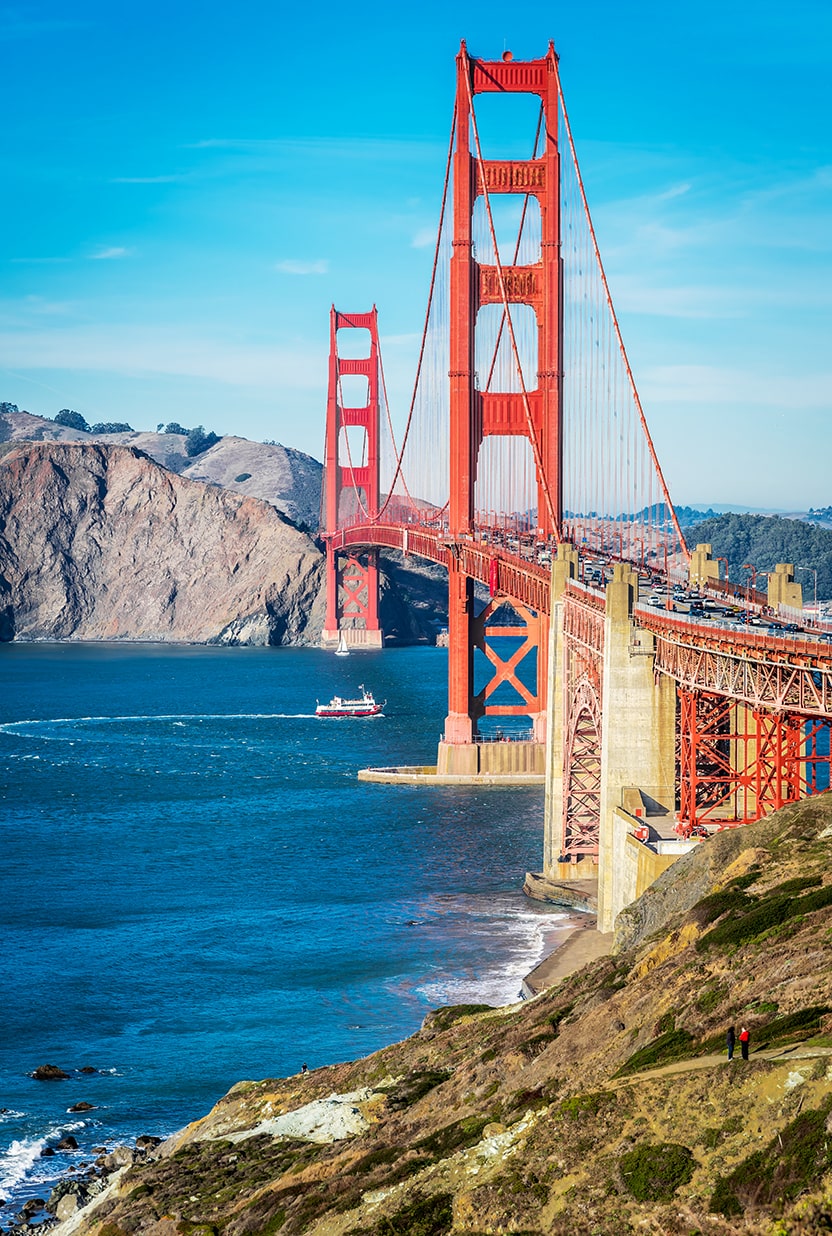 photo du Golden Gate depuis la rive