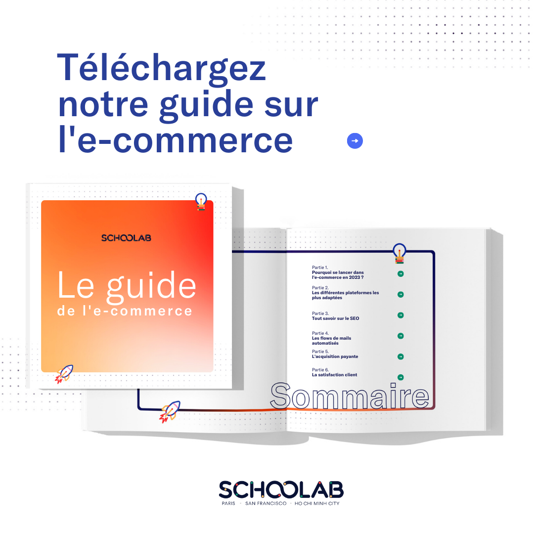 Livre blanc pour les startups présentant le guide du e-commerce en 2023.